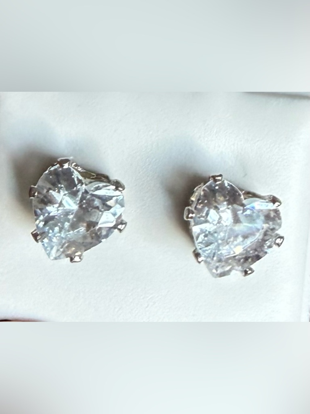 Clear Crystal CZ Heart Shaped Stud Earrings *NEW
